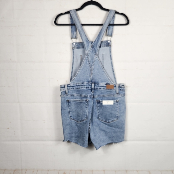 Judy Blue Classic Casual Summer Boho Raw Hem Shortalls Denim Overalls Blue Large - Picture 4 of 16